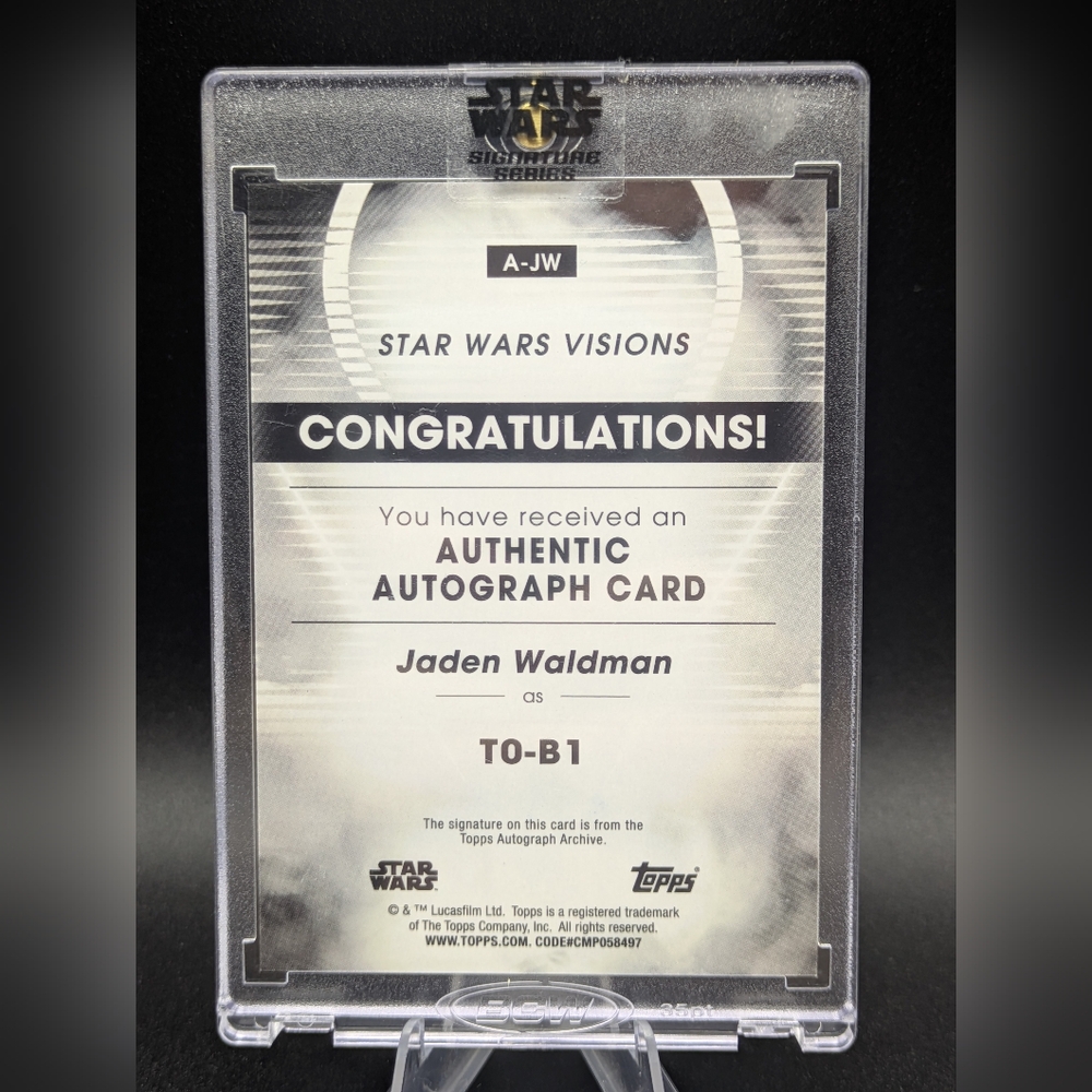 2023 Star Wars Signature Series Jaden Waldman as TO-B1 Auto Card #A-JW Autograph - Picture 3 of 3